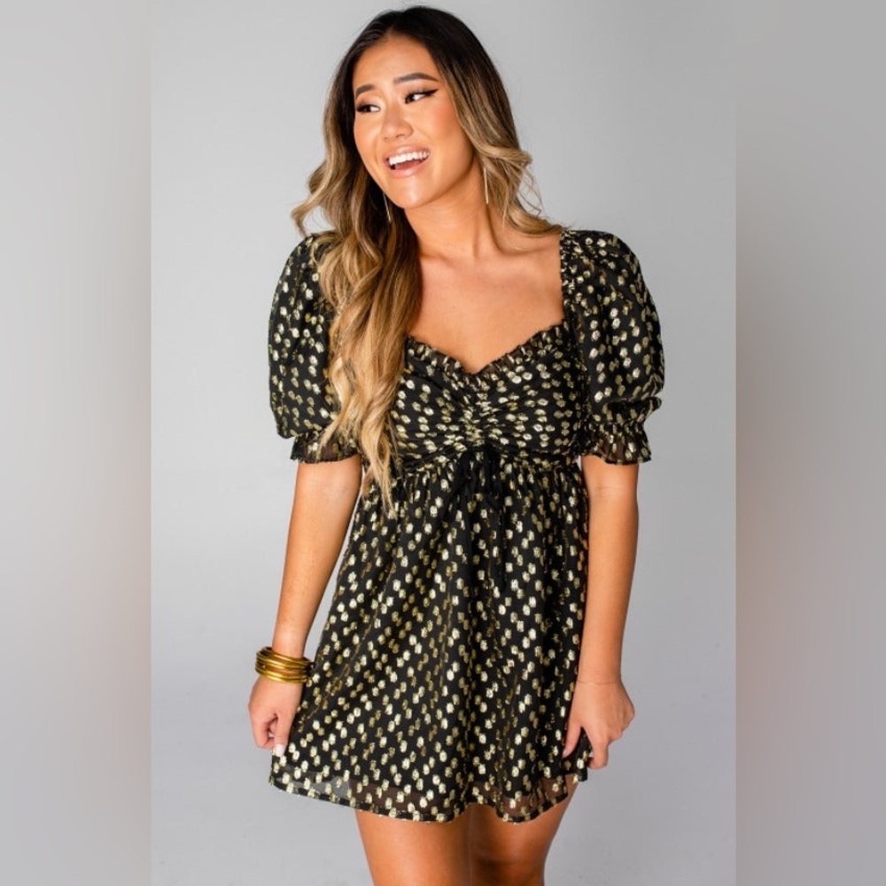 Buddy Love Fabiola- Puff Sleeve Mini Dress Womens Size L